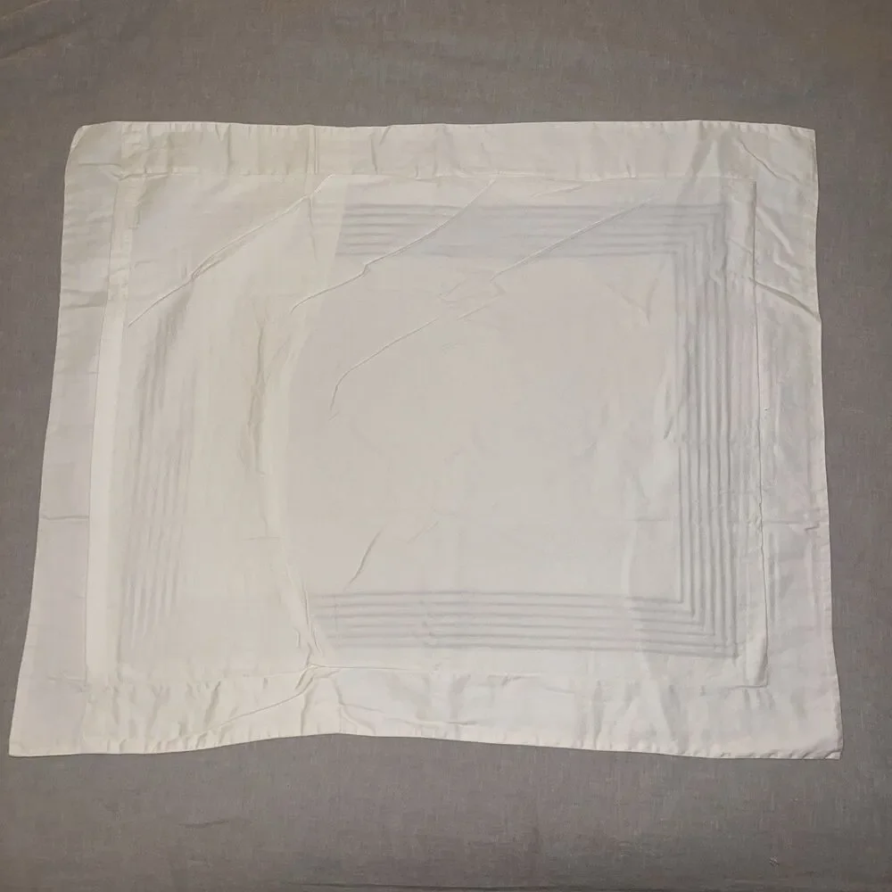 Barbacci Italy Two Standard Pillow Shams 6 Brown Embroidery Border Stripes Ivory
